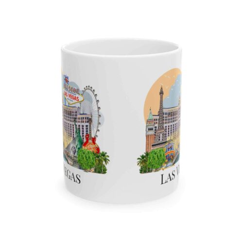 Las Vegas skyline 11oz mug with illustrated city landmarks